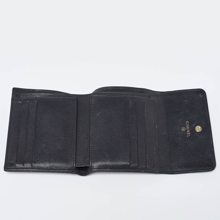Chanel Black Leather Timeless CC New Trifold Wallet