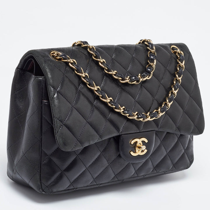 Chanel Black Quilted Leather Jumbo Classic Double New Bag