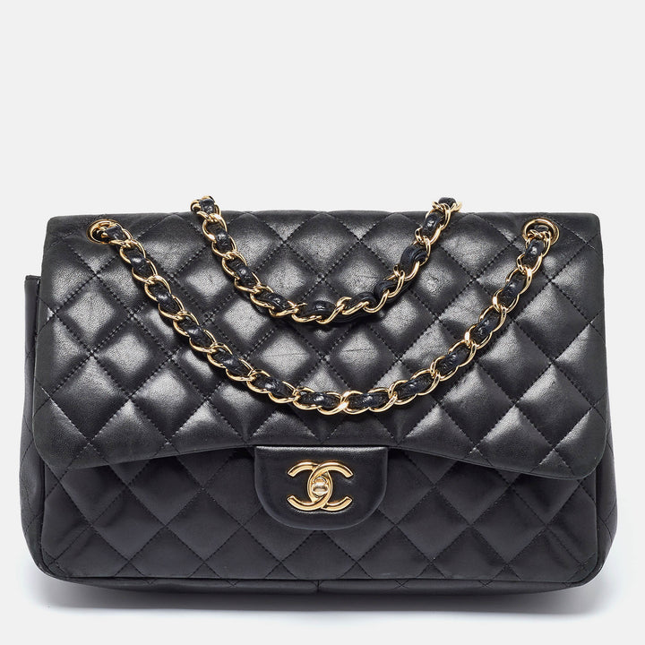 Chanel Black Quilted Leather Jumbo Classic Double New Bag