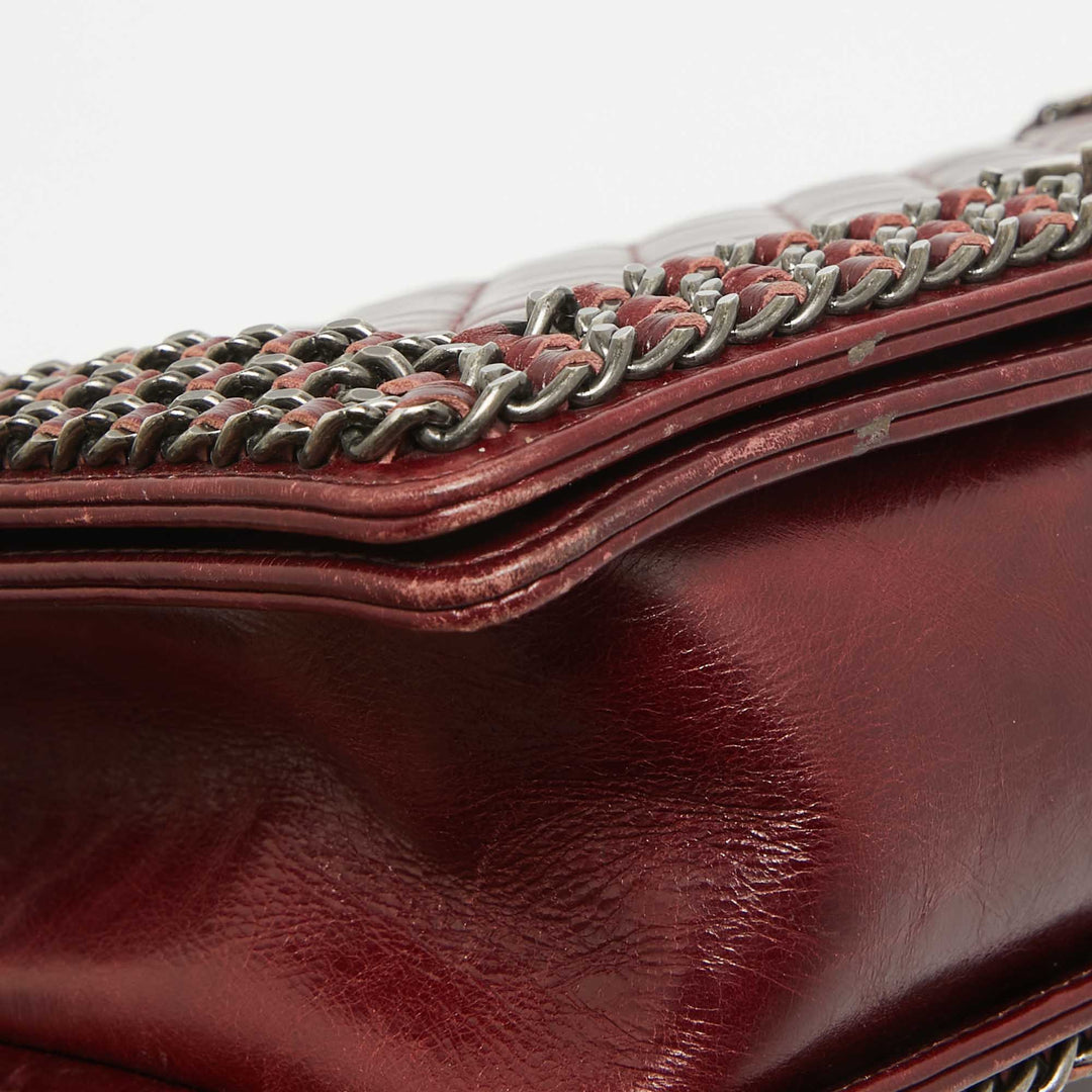 Chanel Burgundy Leather New Medium Chain Around Boy New Bag