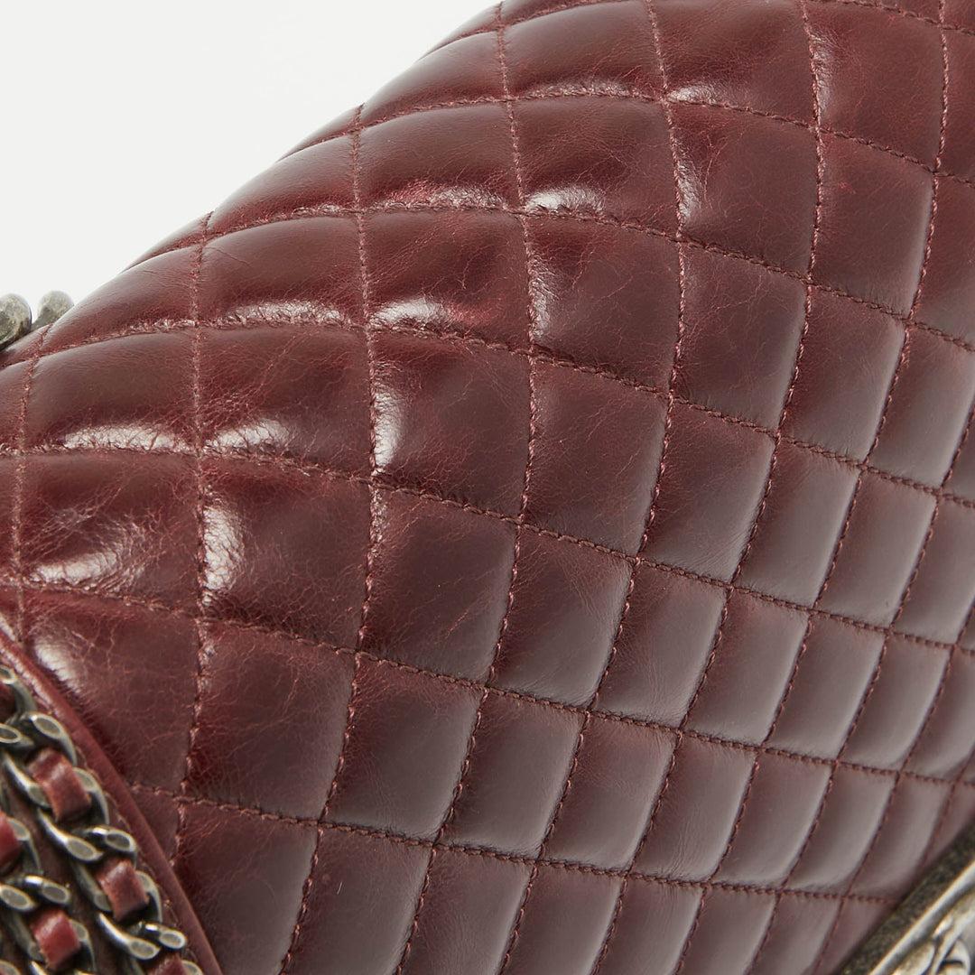 Chanel Burgundy Leather New Medium Chain Around Boy New Bag
