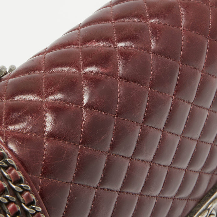 Chanel Burgundy Leather New Medium Chain Around Boy New Bag