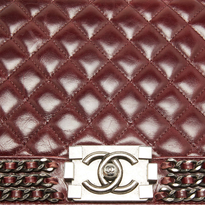 Chanel Burgundy Leather New Medium Chain Around Boy New Bag