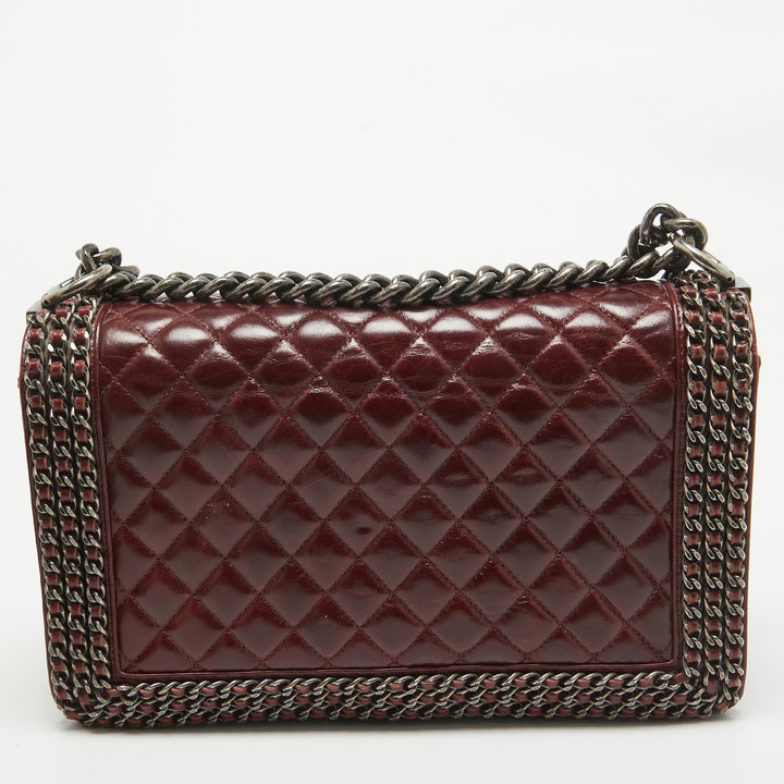 Chanel Burgundy Leather New Medium Chain Around Boy New Bag