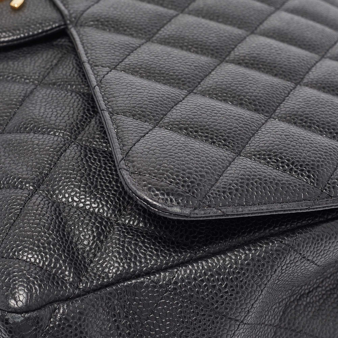 Chanel Black Quilted Caviar Leather Maxi Classic Single New Bag