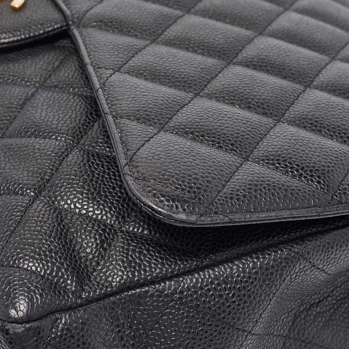 Chanel Black Quilted Caviar Leather Maxi Classic Single New Bag