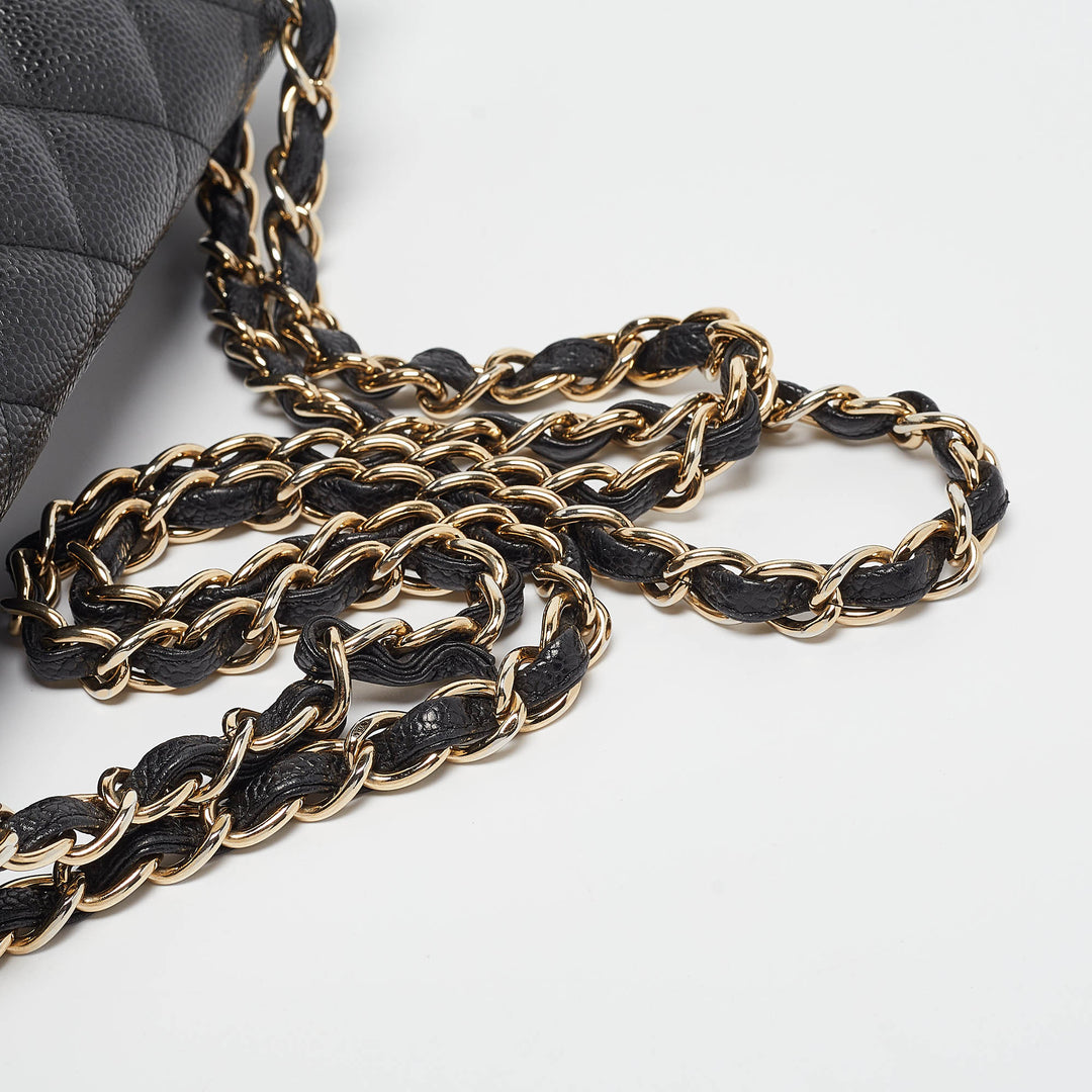 Chanel Black Quilted Caviar Leather Maxi Classic Single New Bag