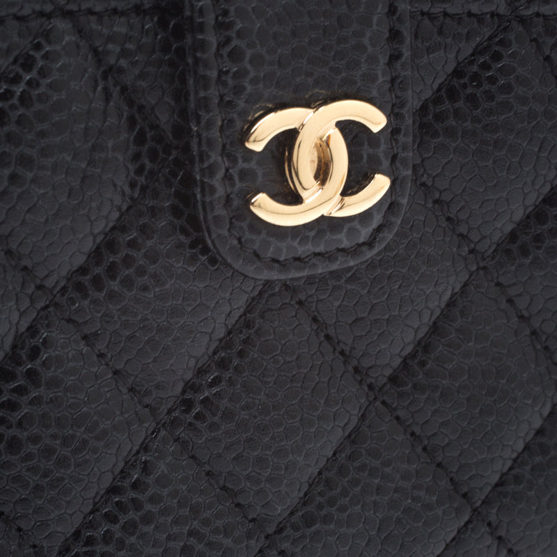 Chanel Black Quilted Caviar Leather CC Phone Pouch