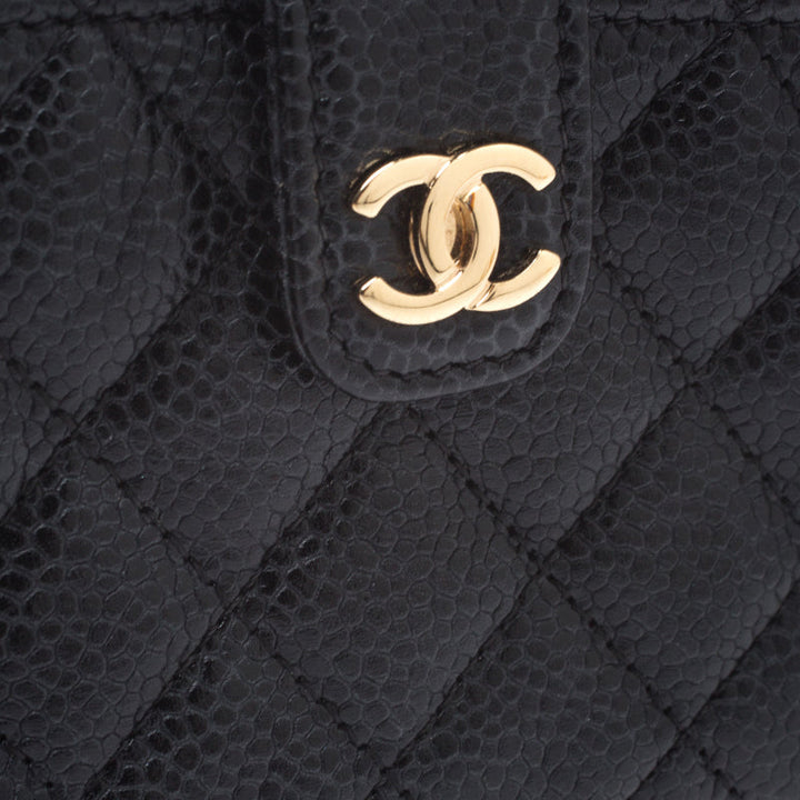 Chanel Black Quilted Caviar Leather CC Phone Pouch