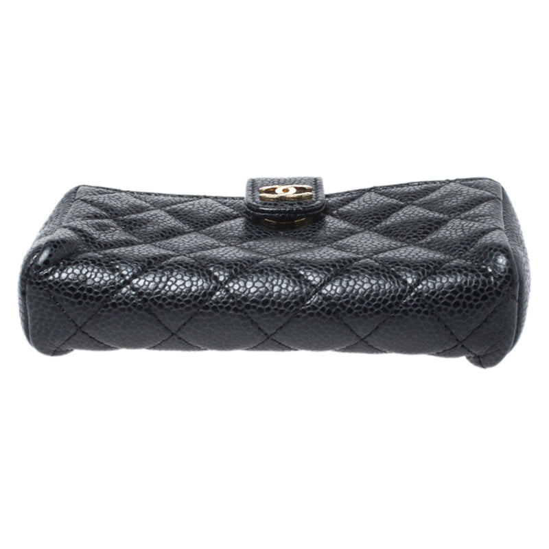 Chanel Black Quilted Caviar Leather CC Phone Pouch