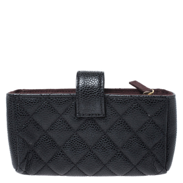 Chanel Black Quilted Caviar Leather CC Phone Pouch