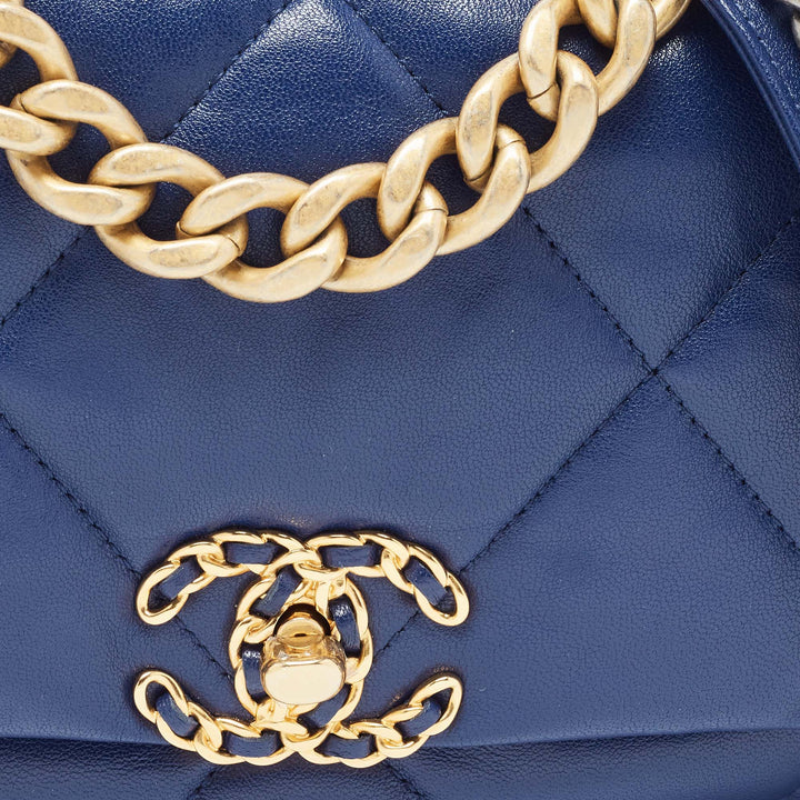 Chanel Blue Quilted Leather Medium 19 New Bag