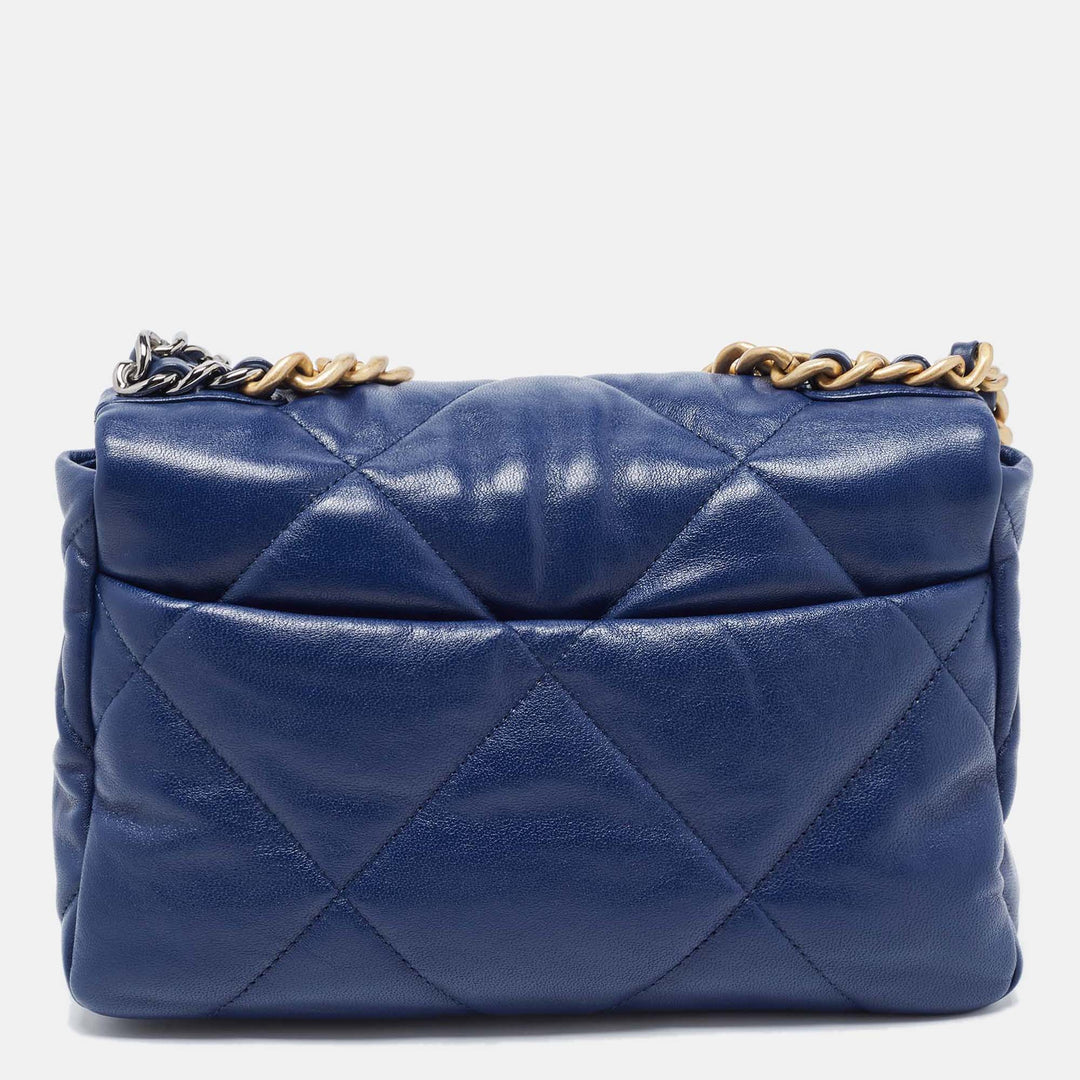 Chanel Blue Quilted Leather Medium 19 New Bag