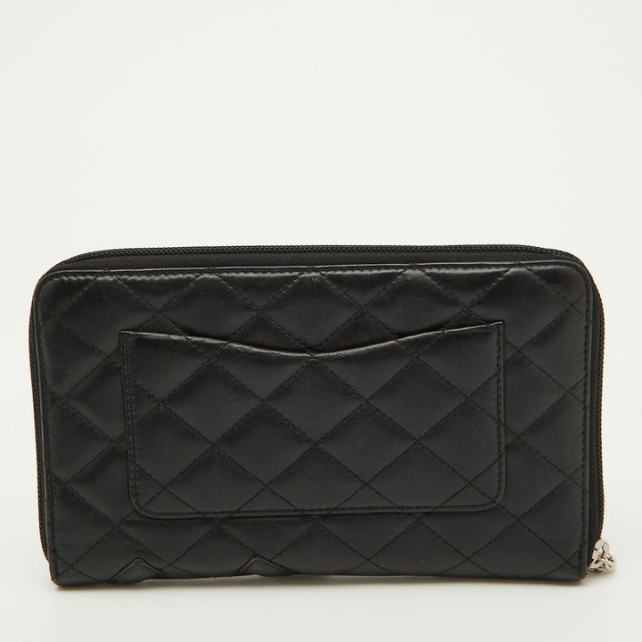 Chanel Black Quilted Leather Cambon Ligne Zippy Organizer Wallet