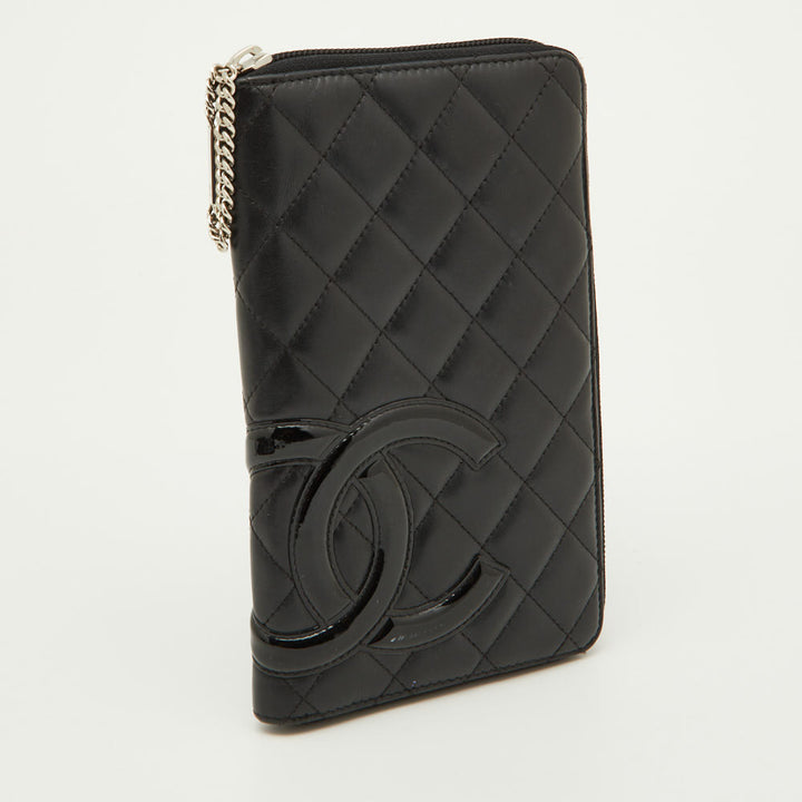 Chanel Black Quilted Leather Cambon Ligne Zippy Organizer Wallet