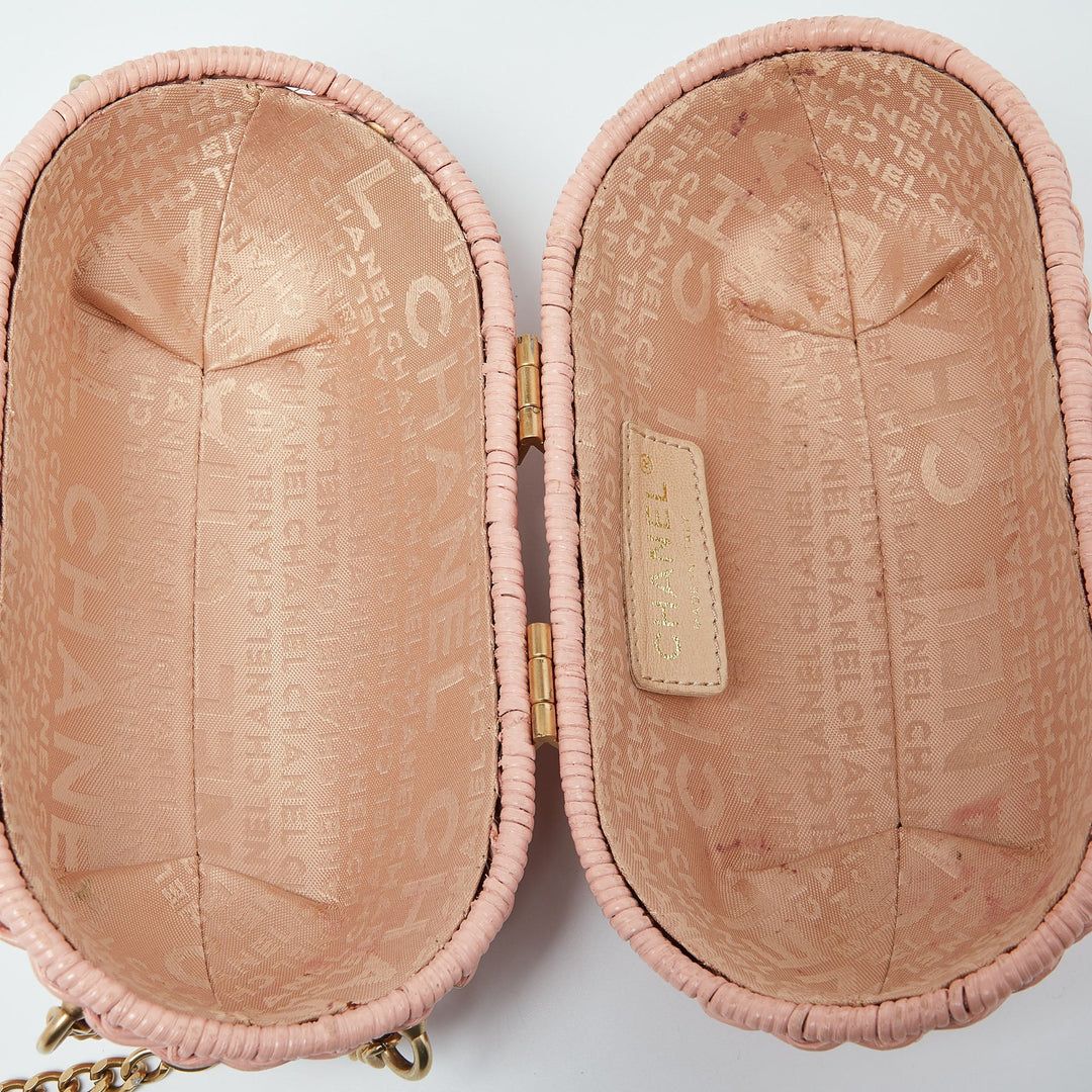 Chanel Pink Wicker Oval Locket Basket Chain Bag