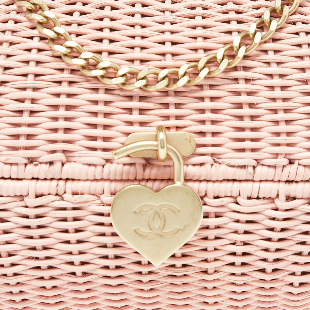 Chanel Pink Wicker Oval Locket Basket Chain Bag