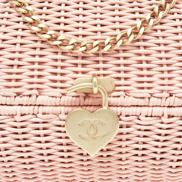 Chanel Pink Wicker Oval Locket Basket Chain Bag