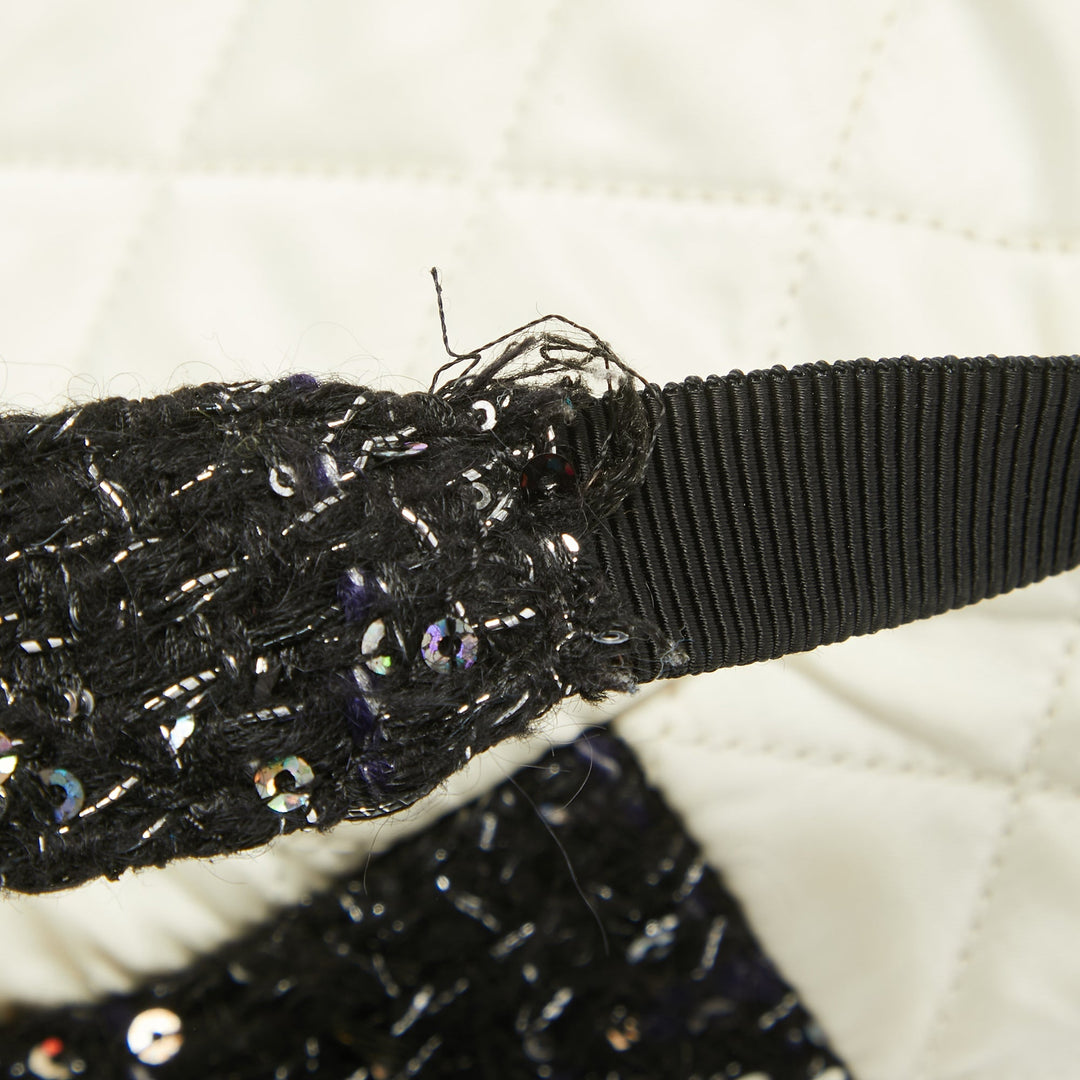 Top Quality Chanel Black/Off White Quilted Satin and Tweed Sequins Mini Backpack