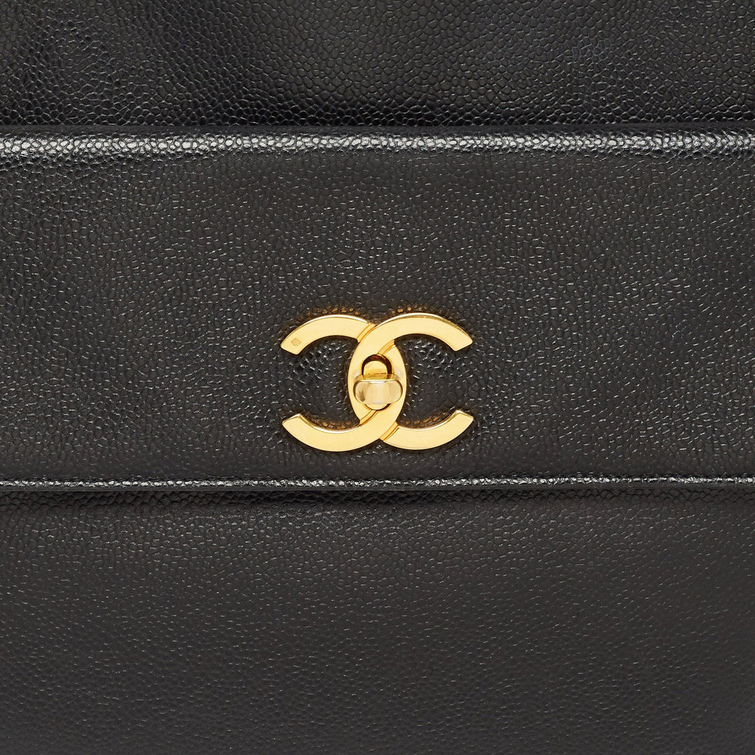 Chanel Black Caviar Leather Classic Pocket Shoulder Bag