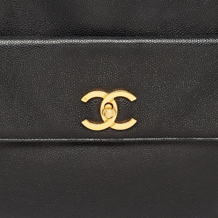 Chanel Black Caviar Leather Classic Pocket Shoulder Bag