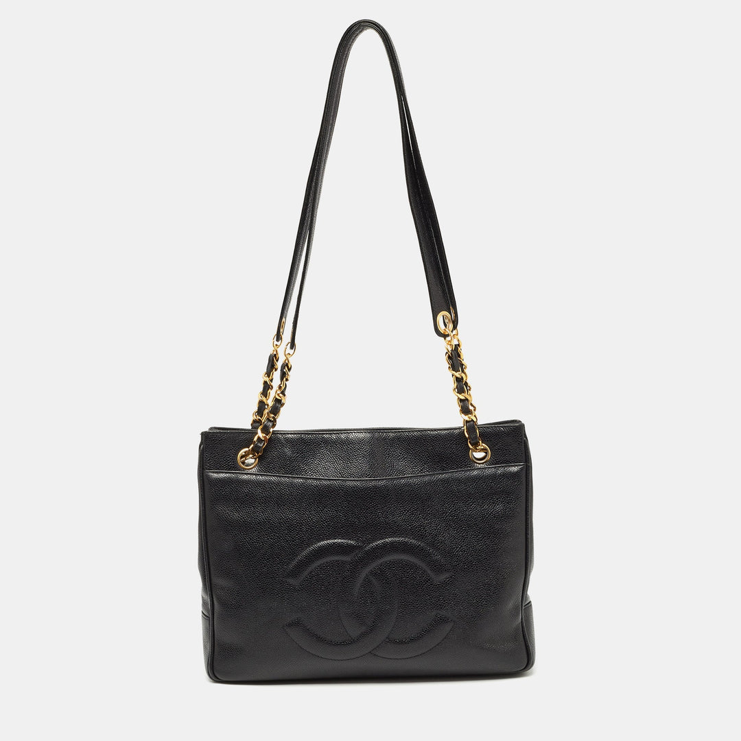 Chanel Black Caviar Leather Classic Pocket Shoulder Bag