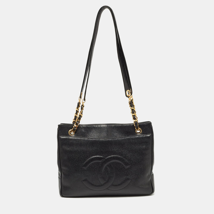 Chanel Black Caviar Leather Classic Pocket Shoulder Bag