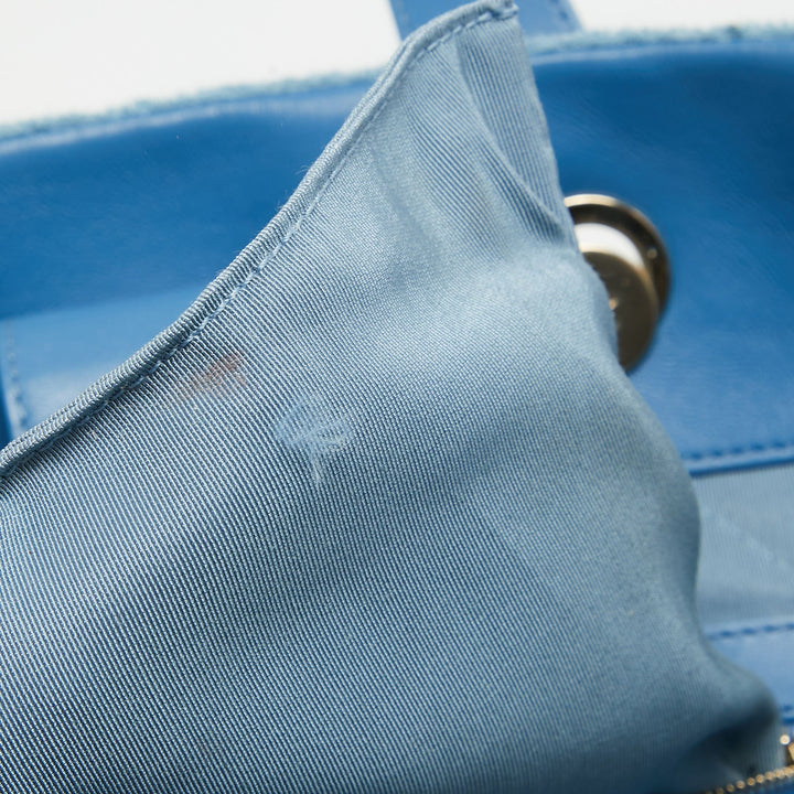 Top Quality Chanel Light Blue Quilted Terry Cloth Coco Beach Shopper Tote