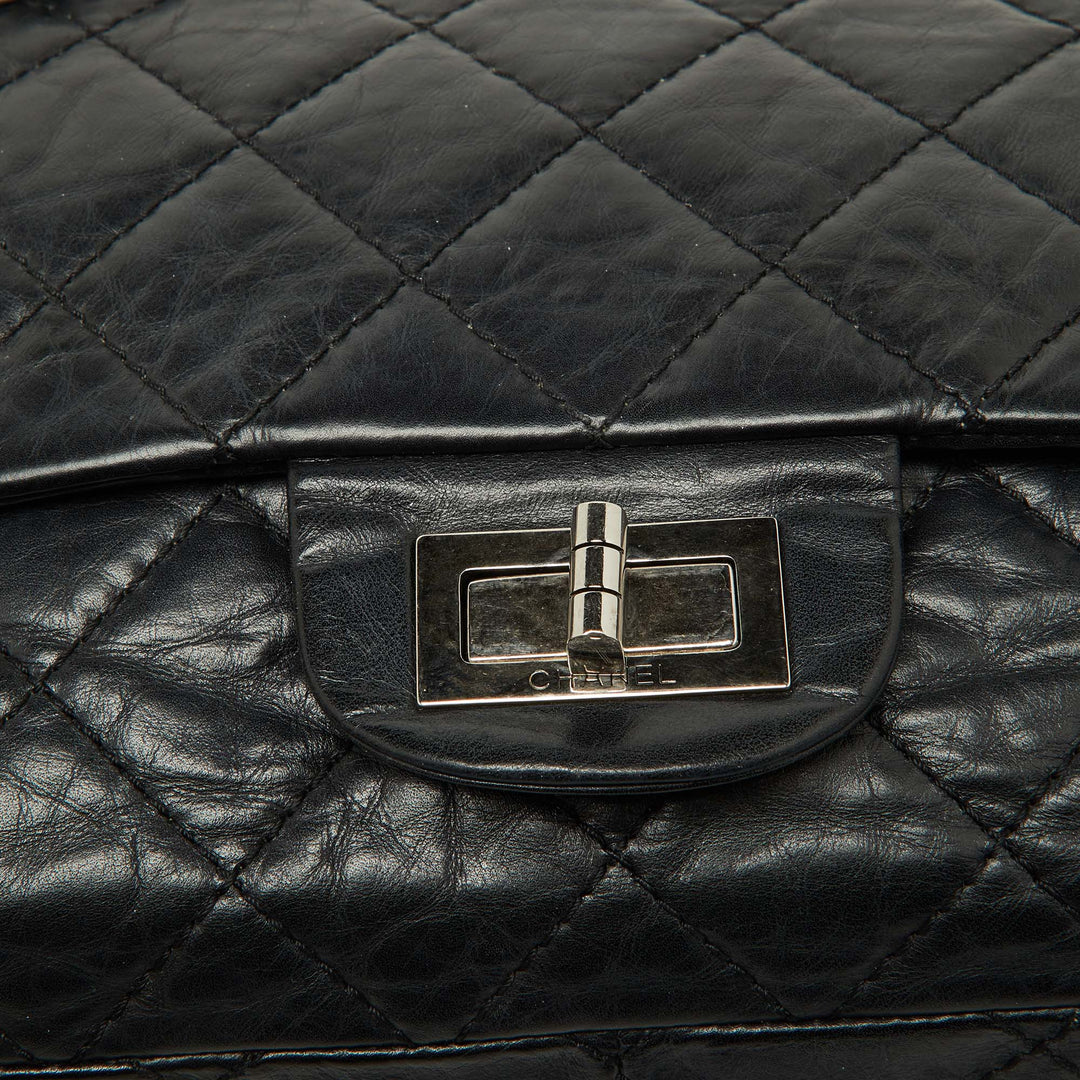 Chanel Black Quilted Aged Leather Reissue 2.55 Classic 227 New Bag