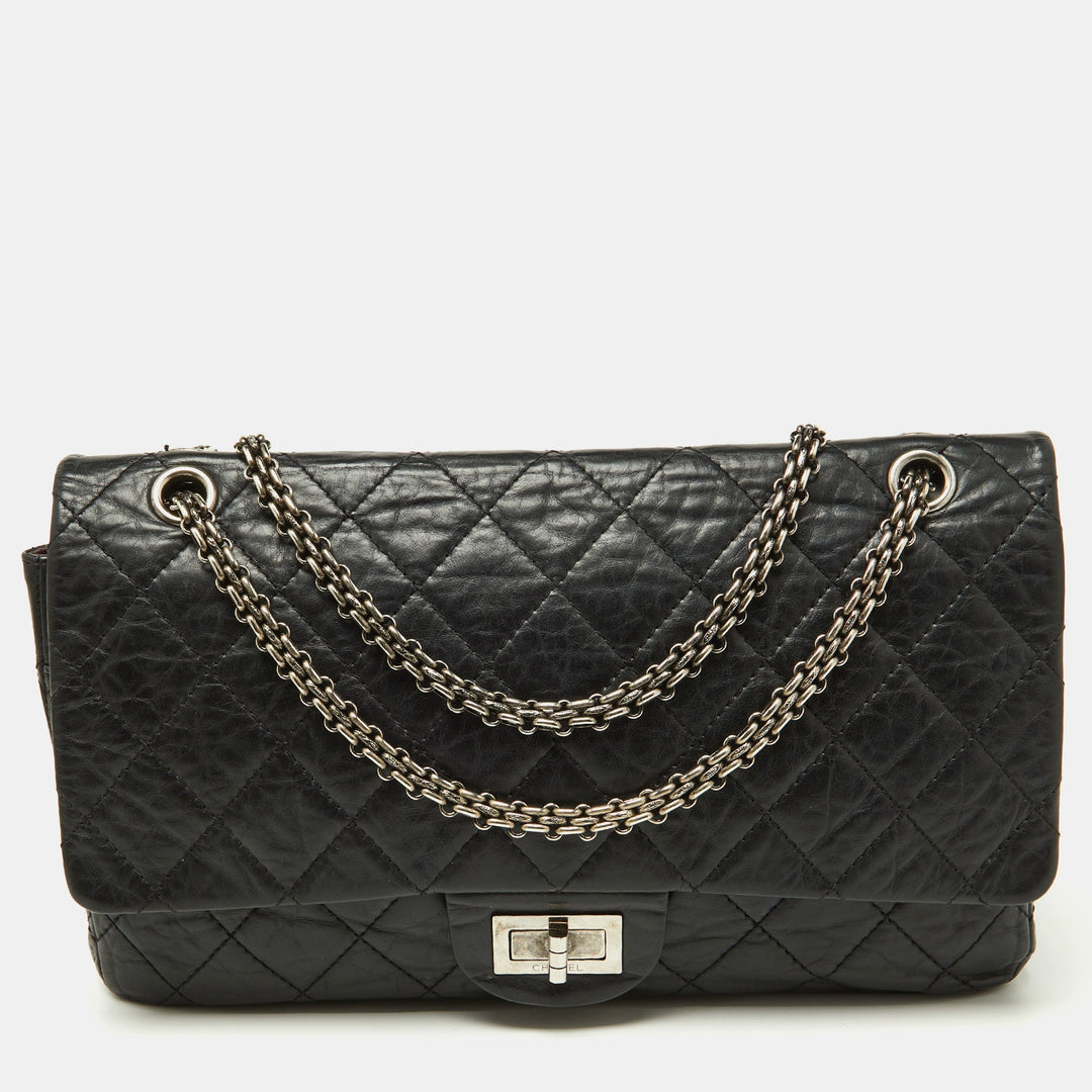 Chanel Black Quilted Aged Leather Reissue 2.55 Classic 227 New Bag