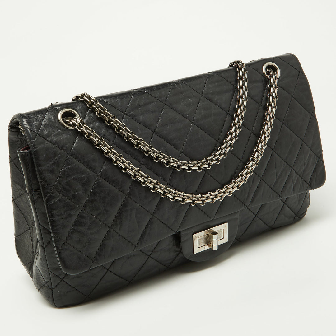 Chanel Black Quilted Aged Leather Reissue 2.55 Classic 227 New Bag