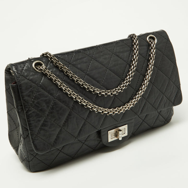 Chanel Black Quilted Aged Leather Reissue 2.55 Classic 227 New Bag