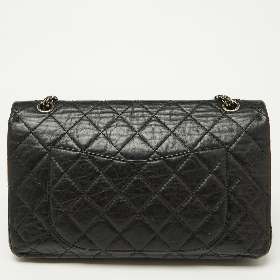 Chanel Black Quilted Aged Leather Reissue 2.55 Classic 227 New Bag