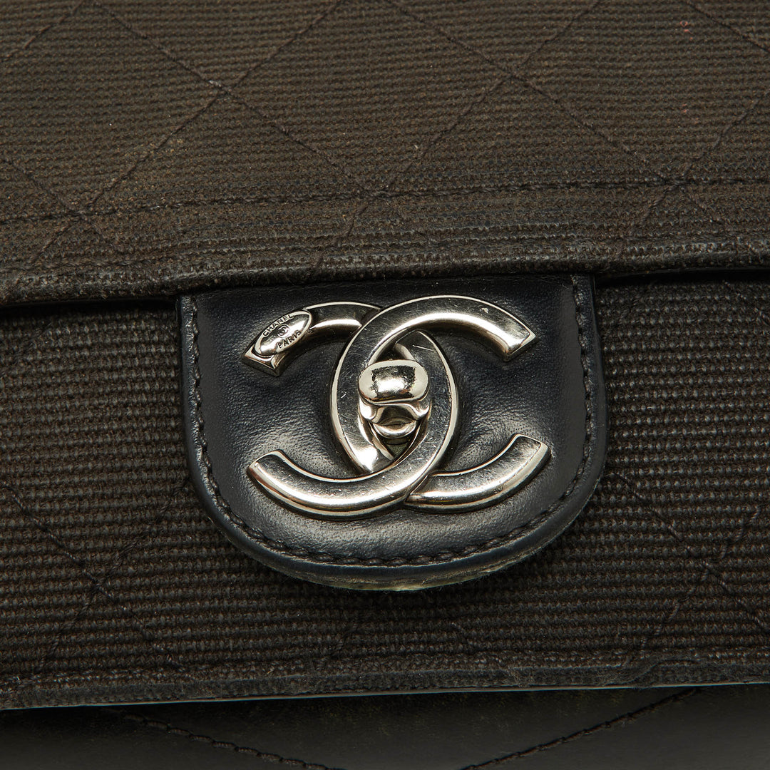 Chanel Black Quilted Canvas and Leather CC New Shoulder Bag
