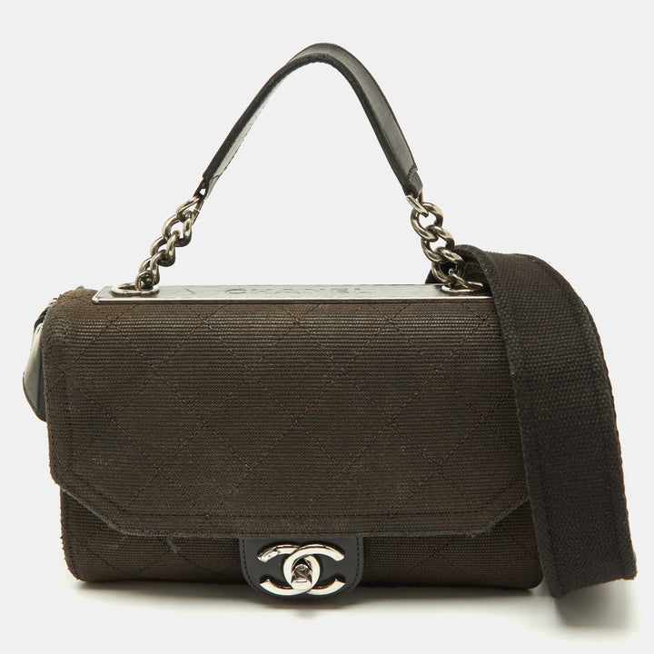 Chanel Black Quilted Canvas and Leather CC New Shoulder Bag