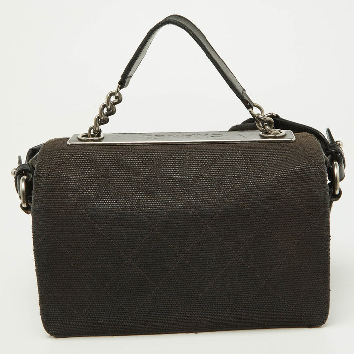 Chanel Black Quilted Canvas and Leather CC New Shoulder Bag