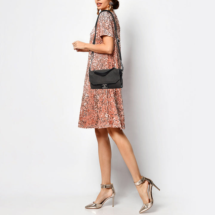 Chanel Black Quilted Canvas and Leather CC New Shoulder Bag