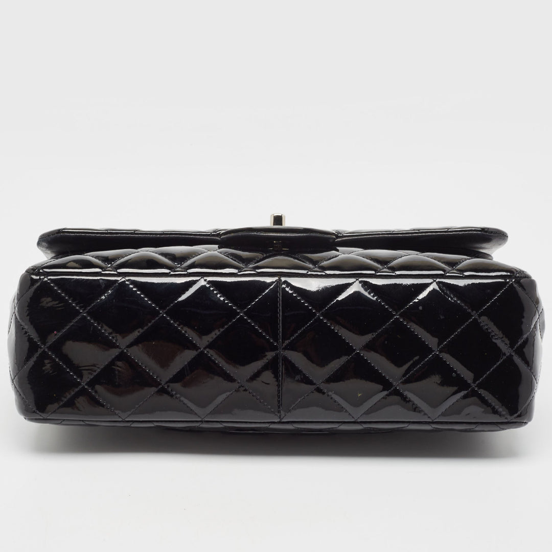 Chanel Black Quilted Patent Leather Jumbo Classic Double New Bag