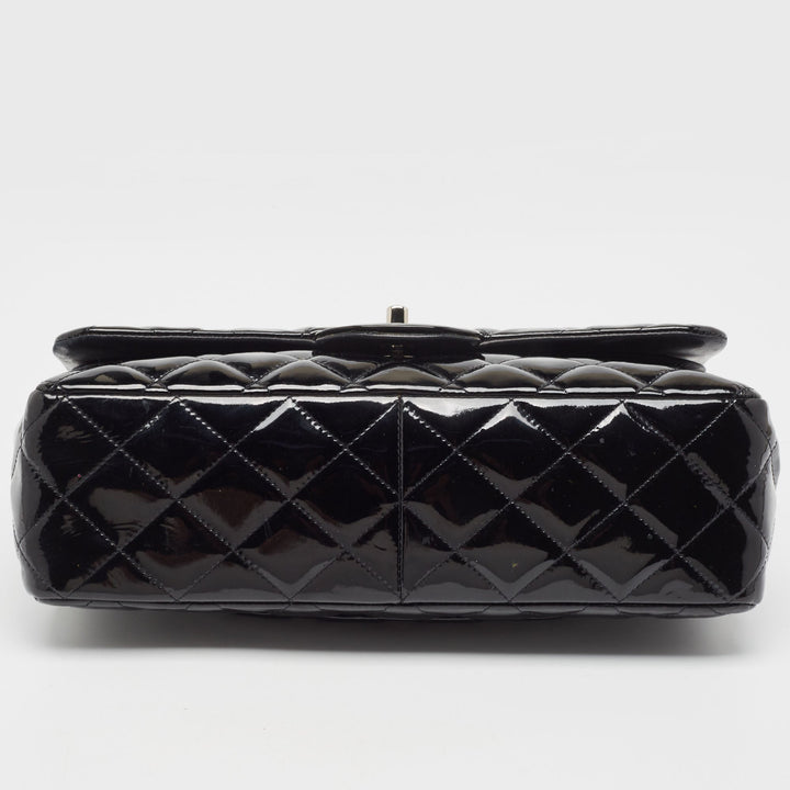 Chanel Black Quilted Patent Leather Jumbo Classic Double New Bag