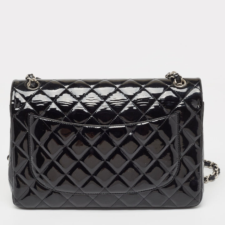 Chanel Black Quilted Patent Leather Jumbo Classic Double New Bag