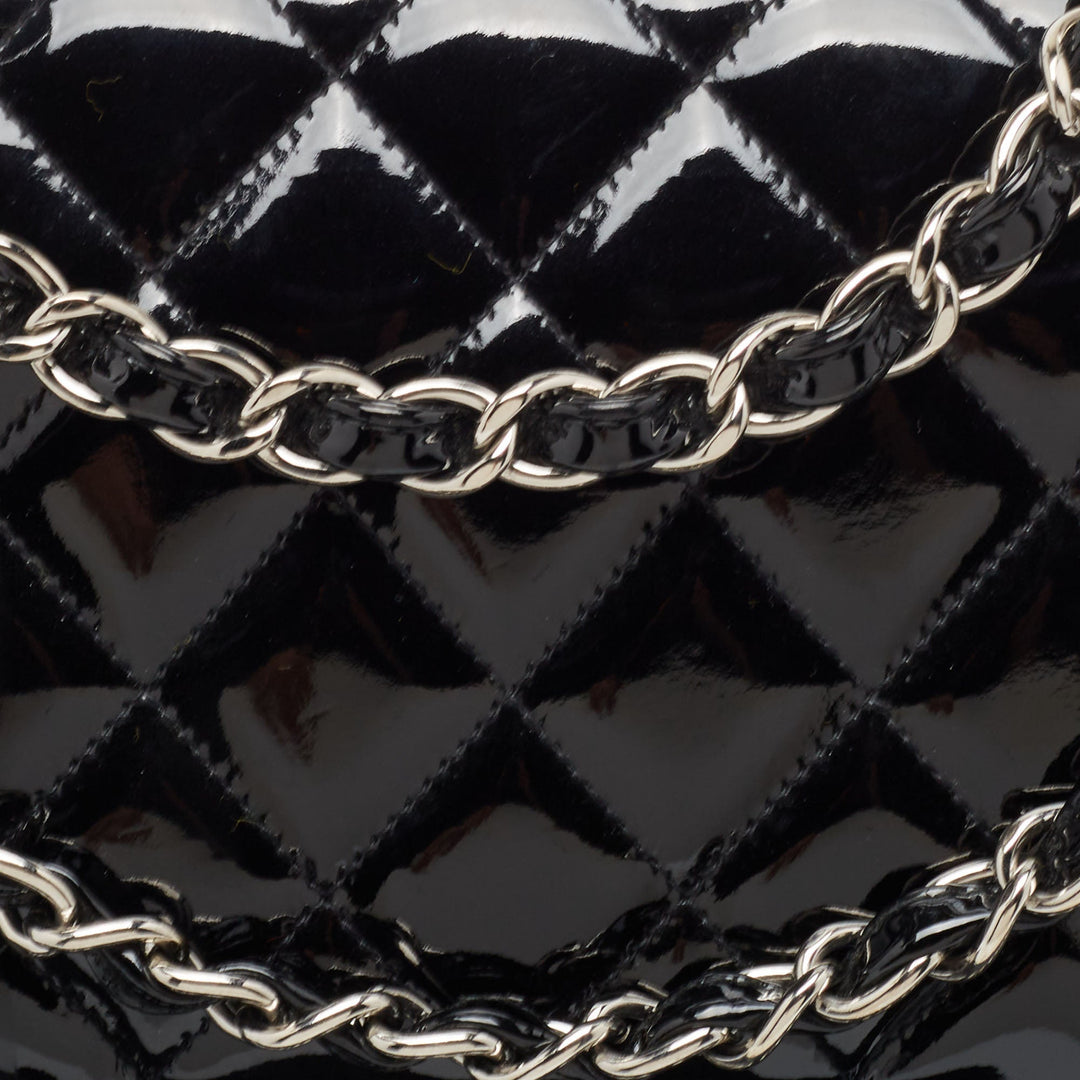 Chanel Black Quilted Patent Leather Jumbo Classic Double New Bag