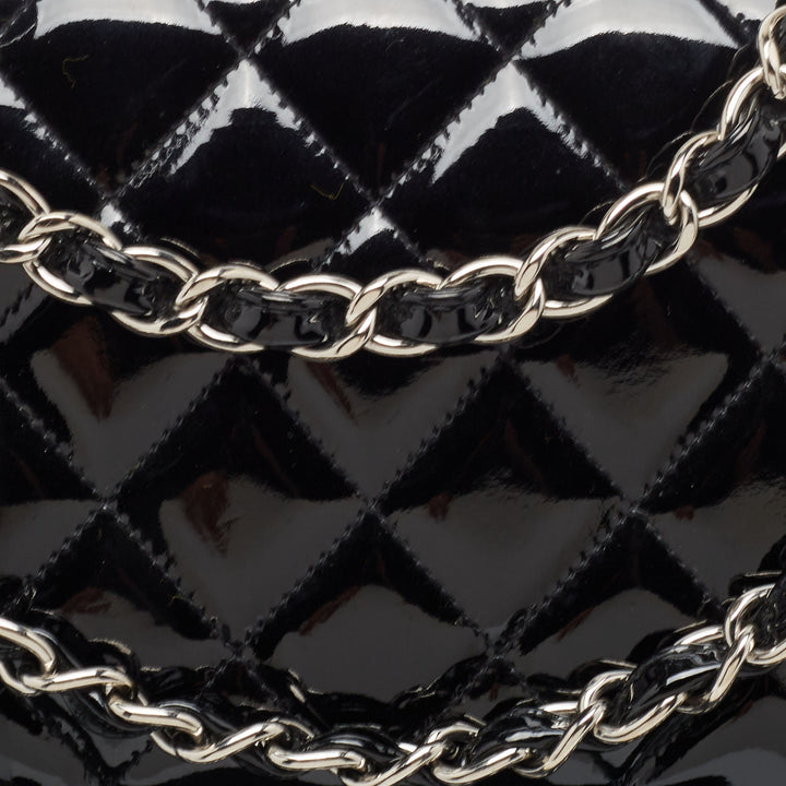 Chanel Black Quilted Patent Leather Jumbo Classic Double New Bag
