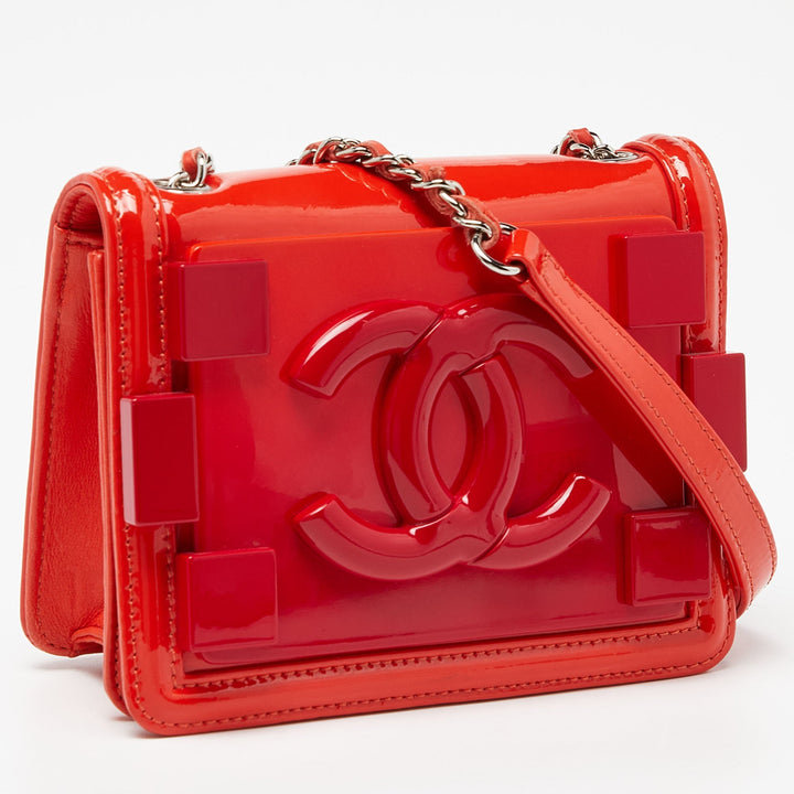 Top Quality Chanel Orange/Red Plexiglass Boy Brick Bag