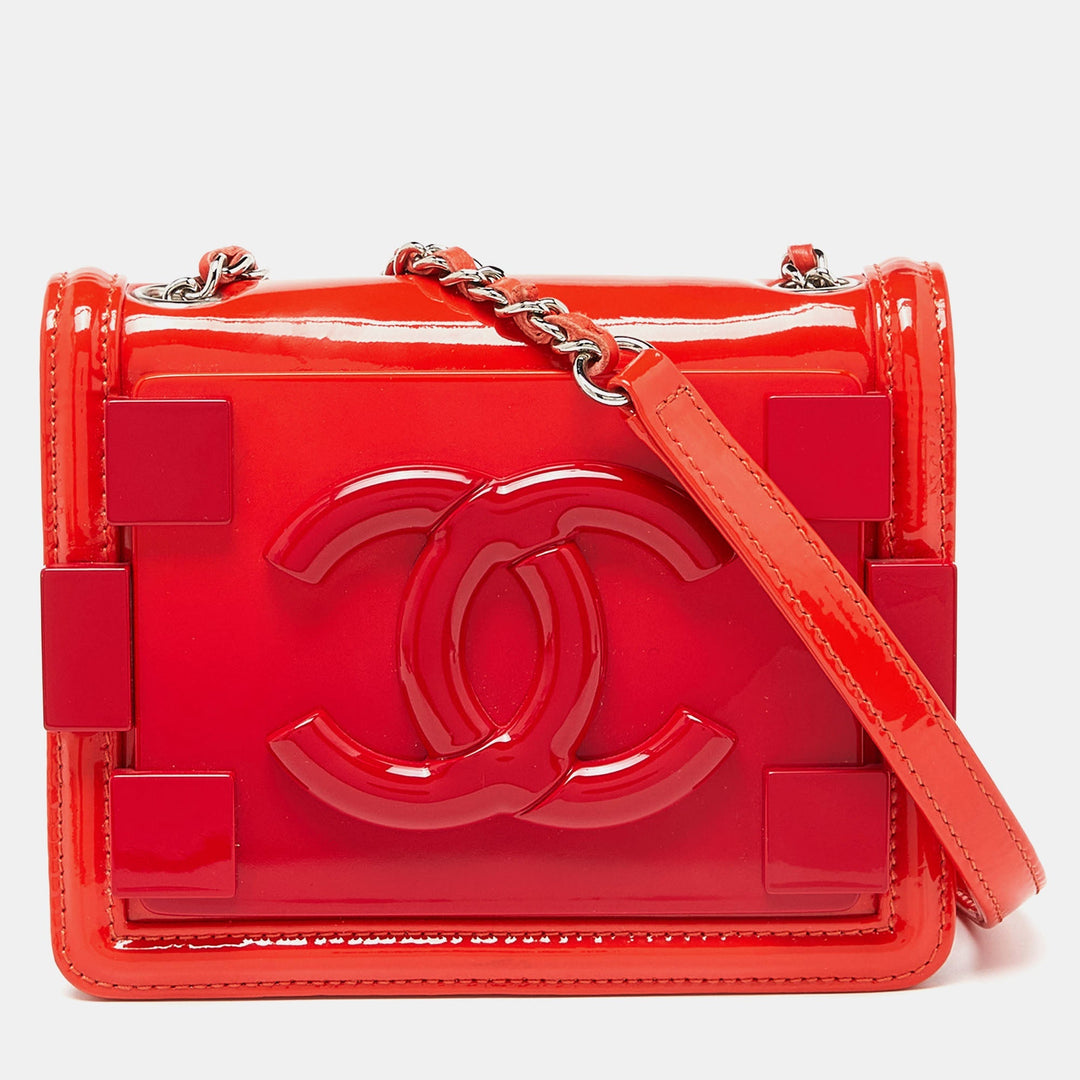 Top Quality Chanel Orange/Red Plexiglass Boy Brick Bag