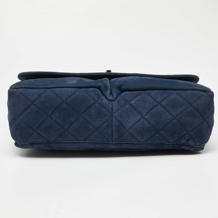 Chanel Blue Quilted Nubuck Leather Large Split Pocket New Bag