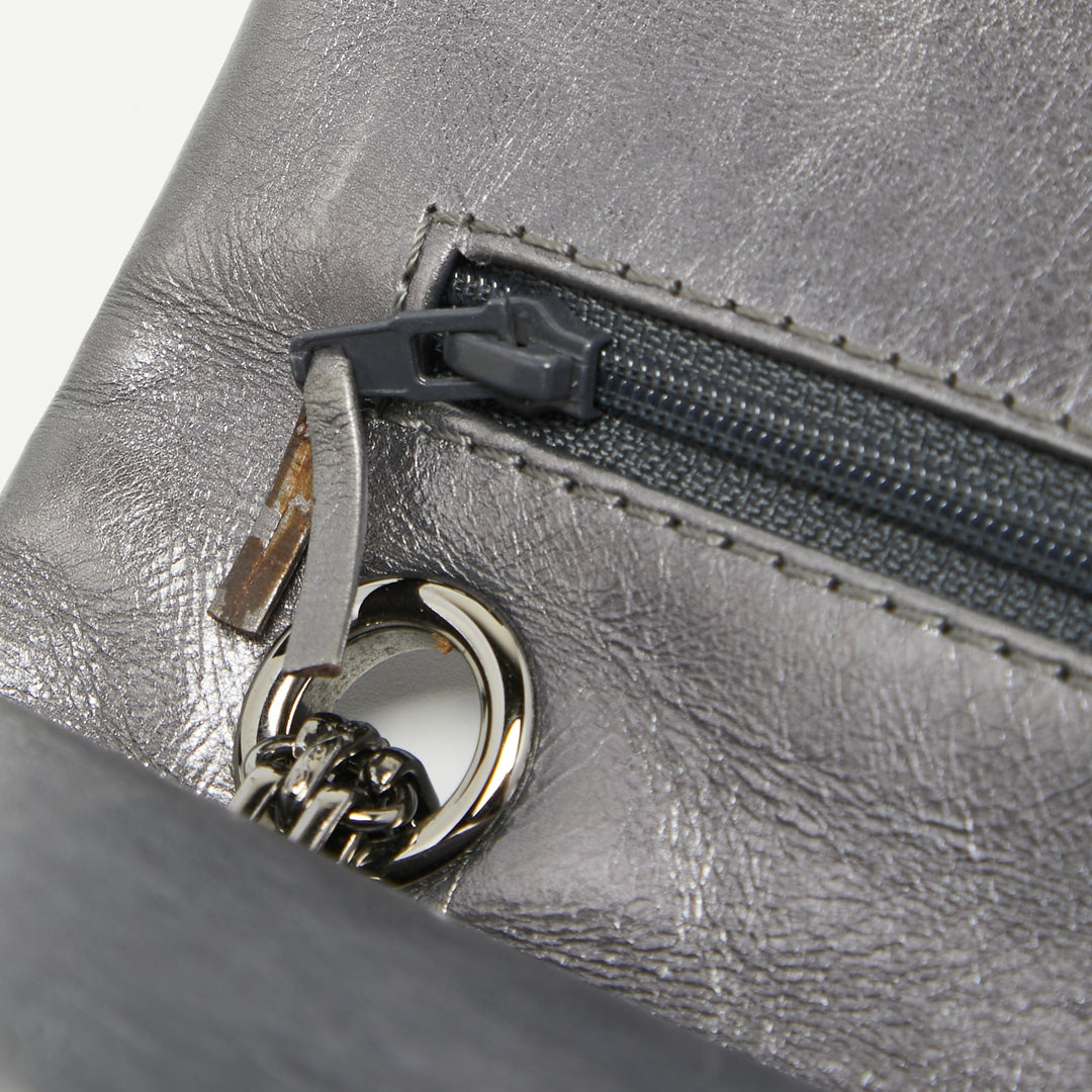 Chanel Metallic Grey Quilted Leather 226 Reissue 2.55 New Bag