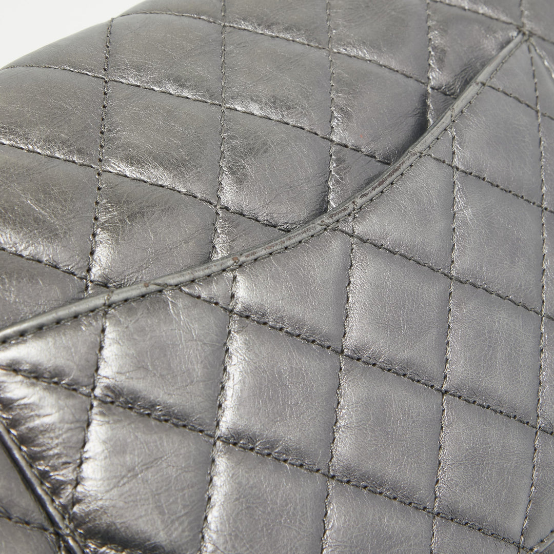 Chanel Metallic Grey Quilted Leather 226 Reissue 2.55 New Bag