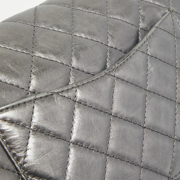 Chanel Metallic Grey Quilted Leather 226 Reissue 2.55 New Bag