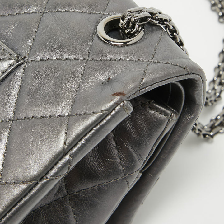 Chanel Metallic Grey Quilted Leather 226 Reissue 2.55 New Bag