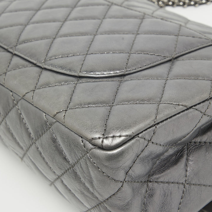 Chanel Metallic Grey Quilted Leather 226 Reissue 2.55 New Bag